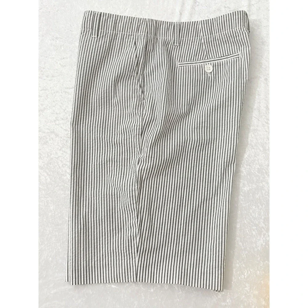 Liz‎ Claiborne Sloane Seersucker Shorts Blue White Striped Cotton Womens 16